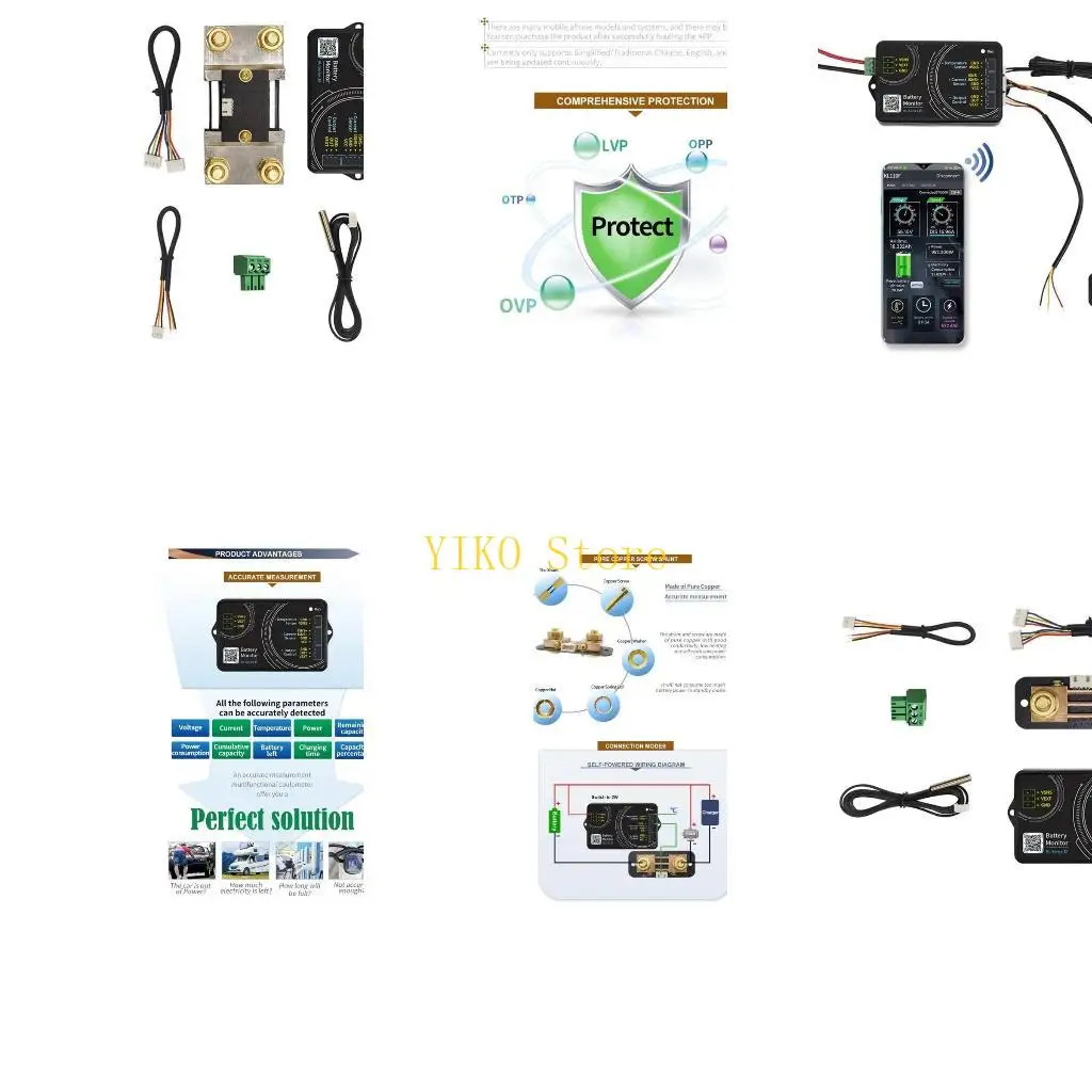 K32C Bluetooth-compatible Battery Monitor 0-120V Current Tester Capacity