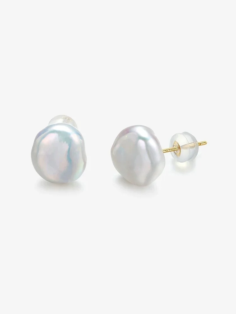 

Real 18K Gold Baroque Natural Freshwater Pearl Earrings Pure Gold Earring Pins for Women Fine Jewelry Gift AU750