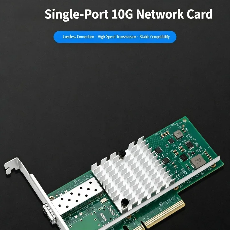 10G Fiber PCIE Network Card PCI-E X8 Single Port Server Ethernet Adapter Supports WOL PXE Boot for NAS Server Storage Upgrade
