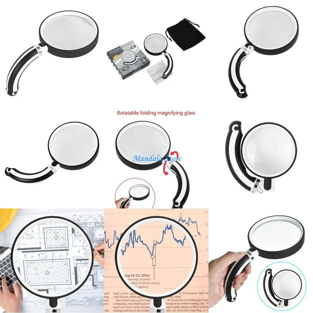 

U2JC Upgraded Glass Non-Slip Handheld Reading Magnifier for Kids & Seniors Glass Lens for Reading Class