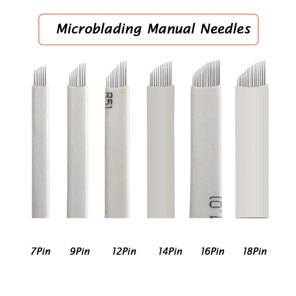 White 7/9/12/14/16/18/21 Pin High Quality Permanent Eyebrow Tattoo Microblading Needles