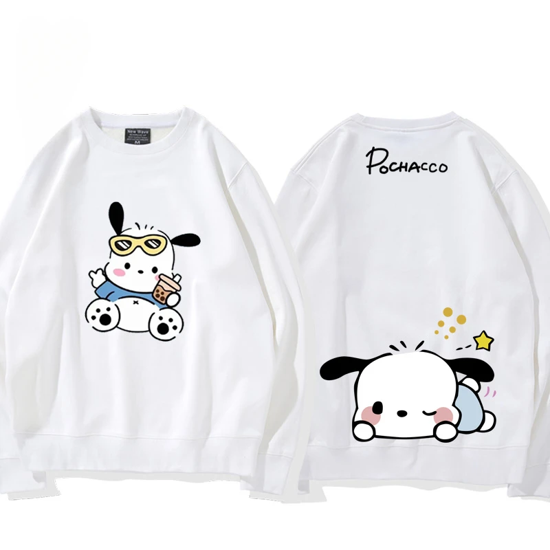 Couple\'s Clothing Sanrio Pochacco Hoodies for Women Cartoon Round Neck Sweatshirt for Men in Spring and Autumn Women Pullover