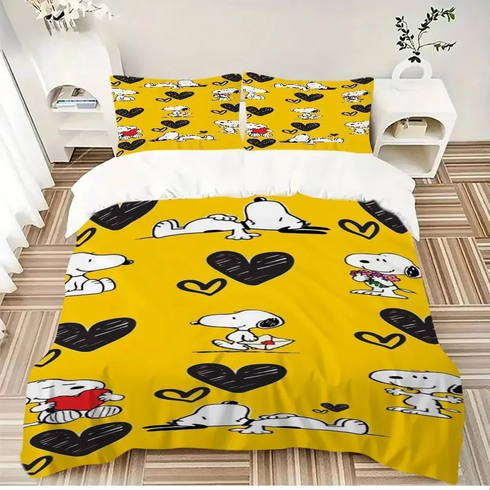 Cartoon Dog Duvet Cover Pillowcase Snoopy Bedding Set Adult Boy Girl Bedroom Decoration Children Gift Single Double Size