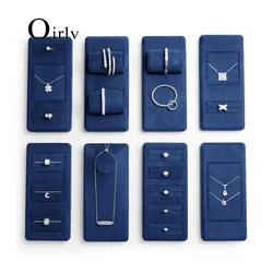 Oirlv Blau Samt Schmuck Display Set Shop Zähler Schmuck Display Requisiten für Ohrring Ring Halskette Armreif