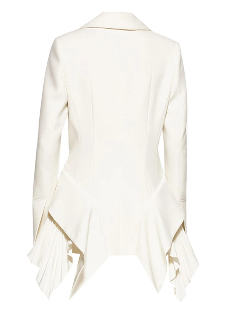 YERMORA Pleated Pocket Elegant Blazer For Women Lapel Long Sleeve Fashion Tide Loose Fit Jacket Spring Autumn 2025 New A176