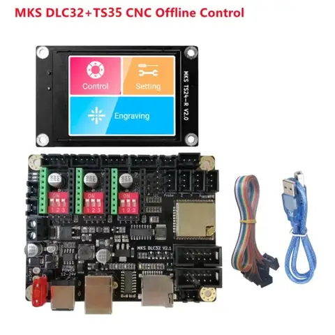 Makerbase DLC32 Motherboard + TS35-R Touchscreen Kit, Compatible With GRBLasre And Lightburn, For CNC Engraving Machines