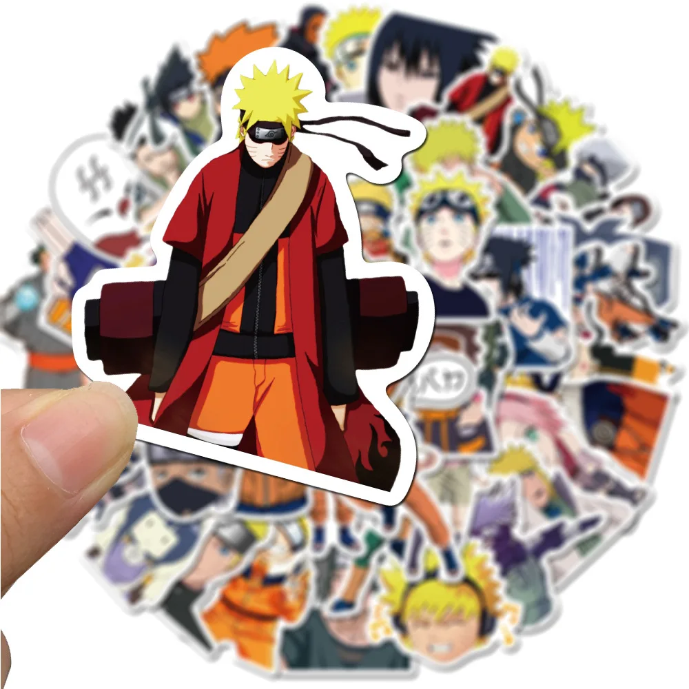 New Arrival Good 50Pcs Naruto Stickers Uzumaki Naruto Kakashi Uchiha Sasuke Itachi Anime Kawaii Cartoon Waterproof Sticker Toys