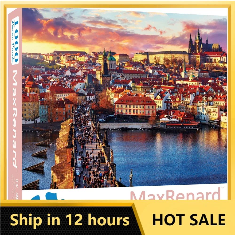 

MaxRenard Jigsaw Puzzle 1000 Pieces for Adult Prague Castle Landscape Toy Home Wall Decoration Family Game for Christmas Gift