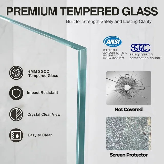 58-60" W x 72" H Four Sliding Semi-Frameless Glass Shower Door 6 58-60" W x 72" H Four Sliding Semi-Frameless Glass Shower Door 6
