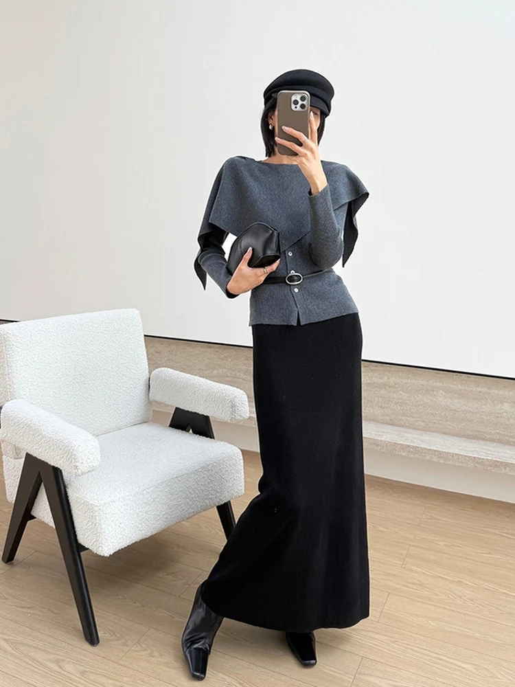 

ay Woolen Knitted Sweater oulder awl High Densi Line Sensation Autumn Winter Women's Faion Casual Sle Long Sve