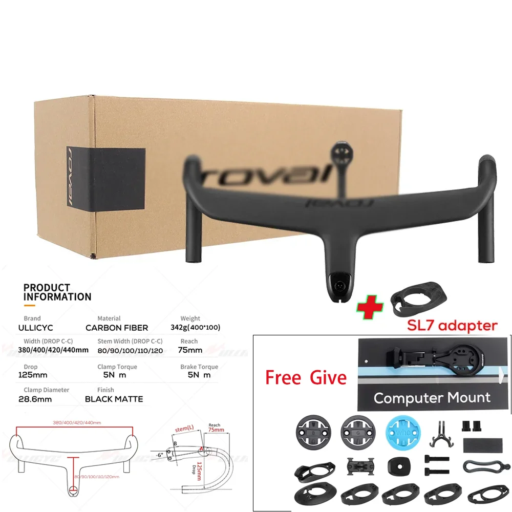 

For Sl7 Sl8 Full Internal Cable Routing Road Bicycle Handlebar T1000 Carbon Integrated Cockpit Di2 Carbon Handlebar With Mount