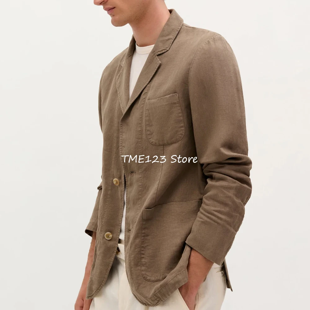 

Мужские куртки для костюма Костюмы с тремя карманами Мужская куртка Новые костюмы и пиджаки с двумя пуговицами Льняные повседневные модные элегантные мужские куртки