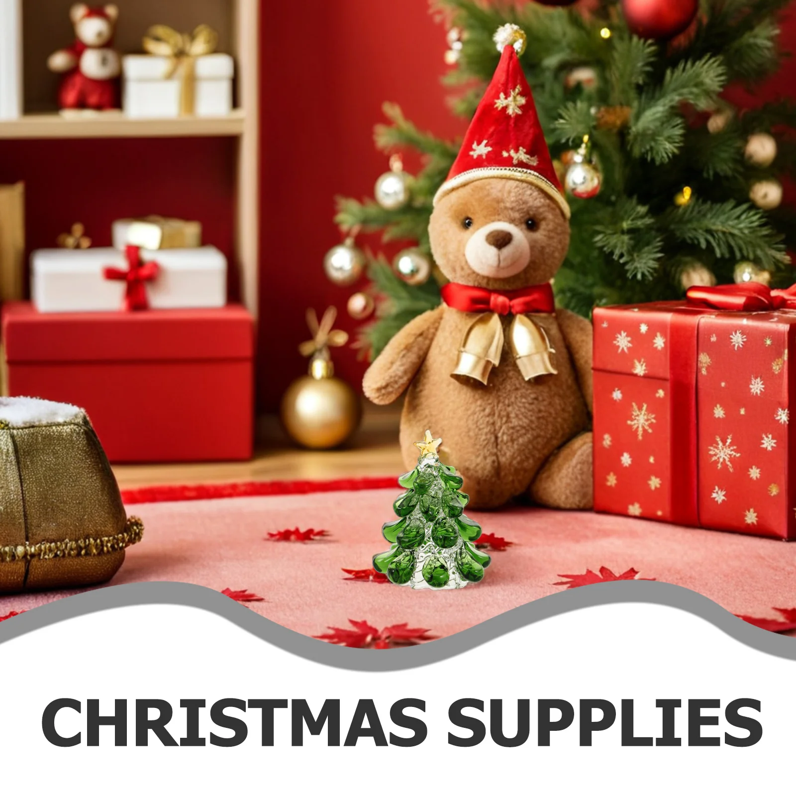 Mini Green Crystal Christmas Tree Star Topper Tabletop Holiday Xmas Centerpiece Clear Glass Elegance Miniature Tree - Image 3