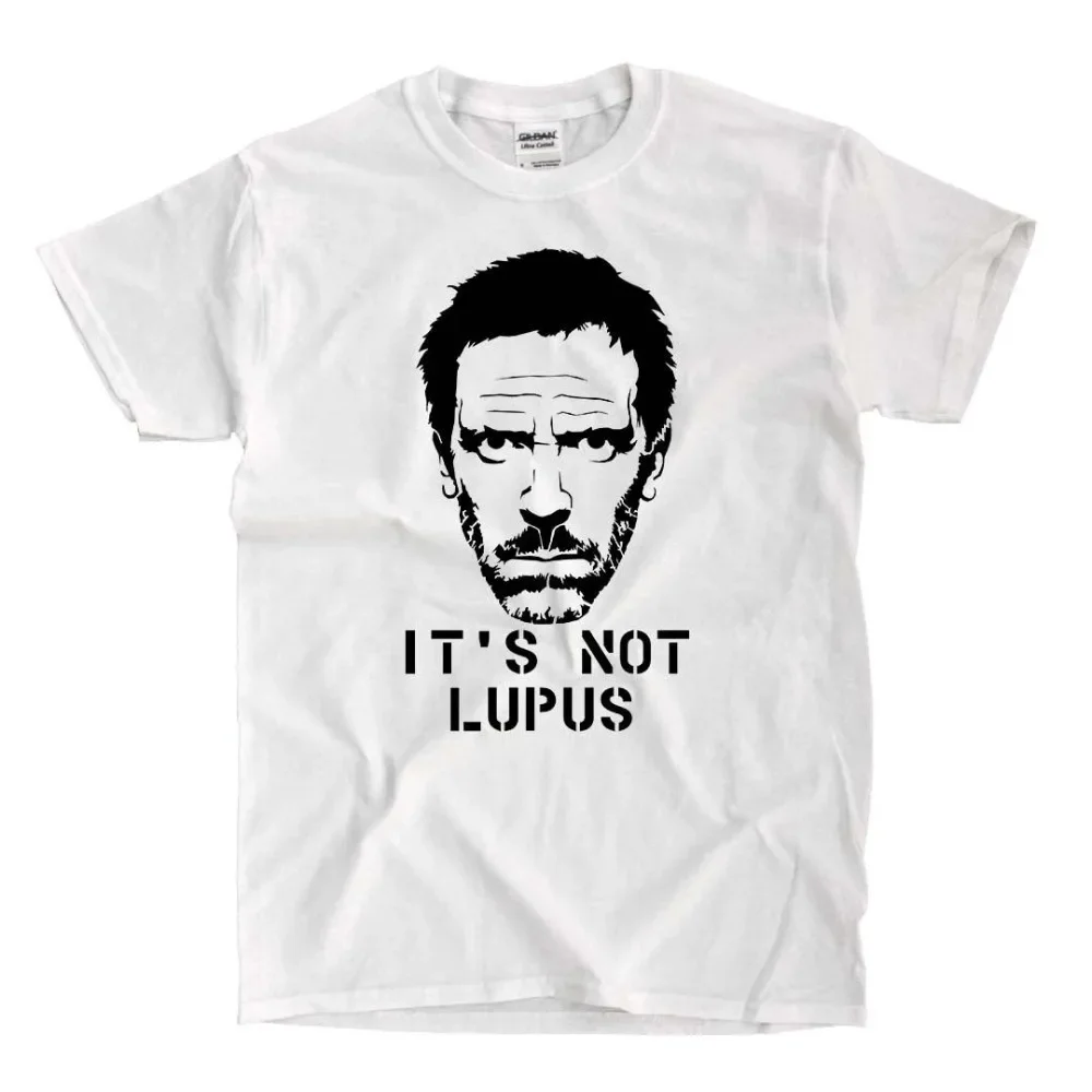 

Dr House - White Shirt 100% Cotton Straight O-Neck Short Sleeve Tee Homme Fashion Cross Men's Funny Slim Fit Hipster T Shirt