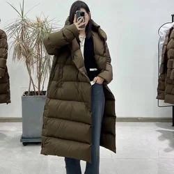 New Winter Large Quilt Down Jacket Over The Knee Thickened Loose Mid-length Women's