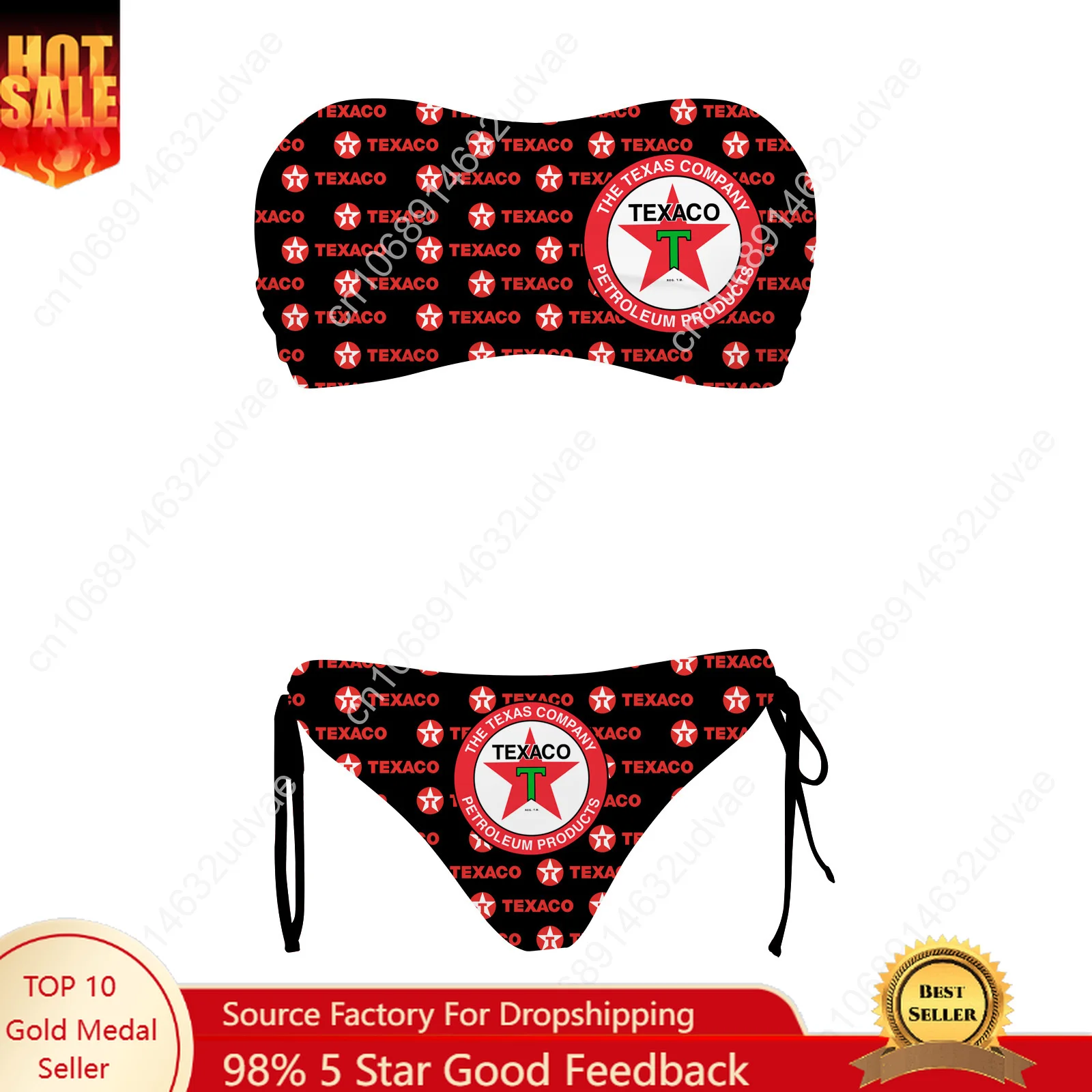 

Texaco Swimsuit Womens Drawstring Two Piece Set Bathing Suits Personalized Swimwear Pool Party Bikini Customize Beachwear
