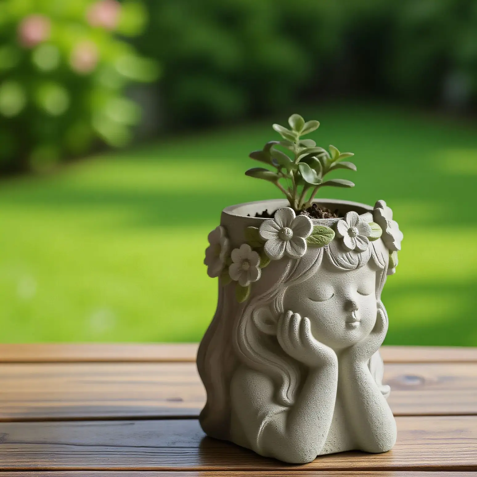 

Floral Girl Silicone Flowerpot Concrete Mold for Resin Planter - DIY Cement Gypsum Candle Vessel Cast with Vintage Decor Style