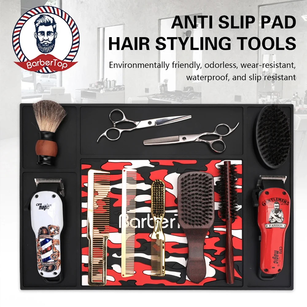 Barbertop Anti-skid Pad Salon Non-slip Scissores Mat Silicone Heat Barber Station Tools Barbershop Accessories