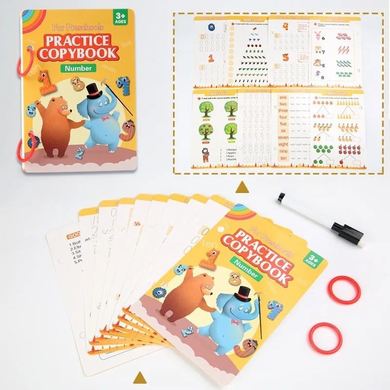 English Children's Hard Penmanship Practice Book with Magic Writing Exercises Montessori Drawing Education Workbook Aged 3-8