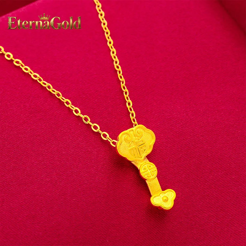 

Женский кулон EternaGold Ruyi, 24-каратное золото, AU999 | Матовый золотой узор руйи с виноградными лозами и эмалевыми облаками, классический аксессуар для чонсама.