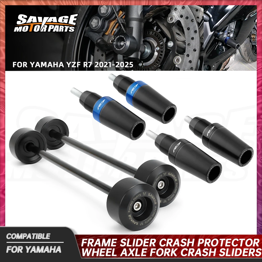

2025 YZF-R7 Frame Slider Crash Protector For Yamaha YZF R7 2021+ Motorcycle Accessories Rear Front Wheel Axle Fork Crash Sliders
