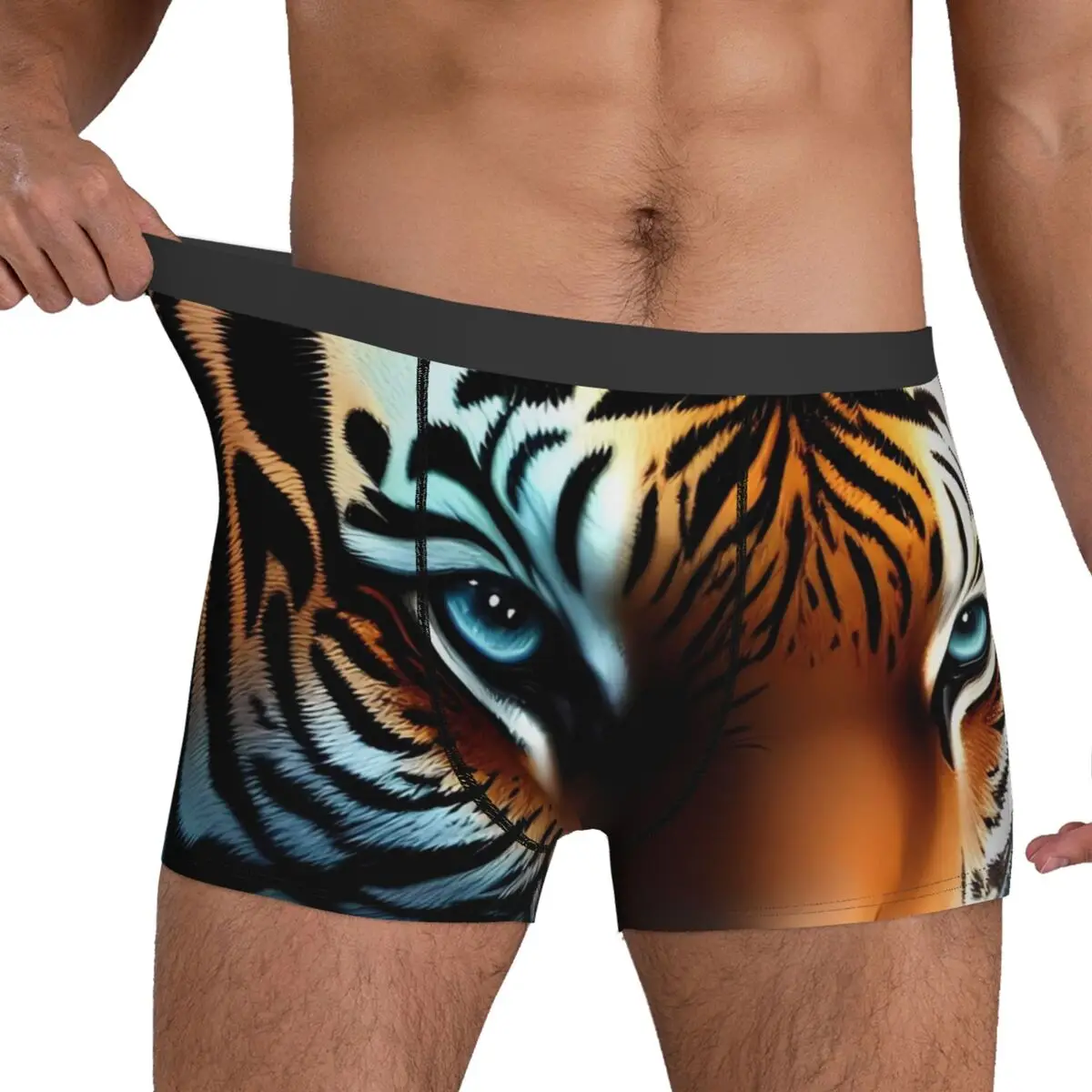 Caspian Tiger Underwear Big Cat Print Elastic Underpants Design Shorts Briefs Pouch Male Plus Size Boxer Shorts