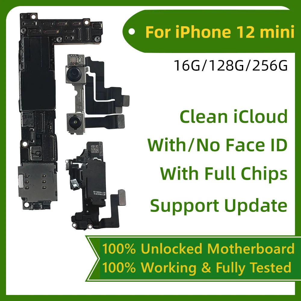 Fully Tested Unlocked Clean iCloud For iphone 12 Pro max Motherboard With Face ID Support Update For iphone 12 mini Logic board