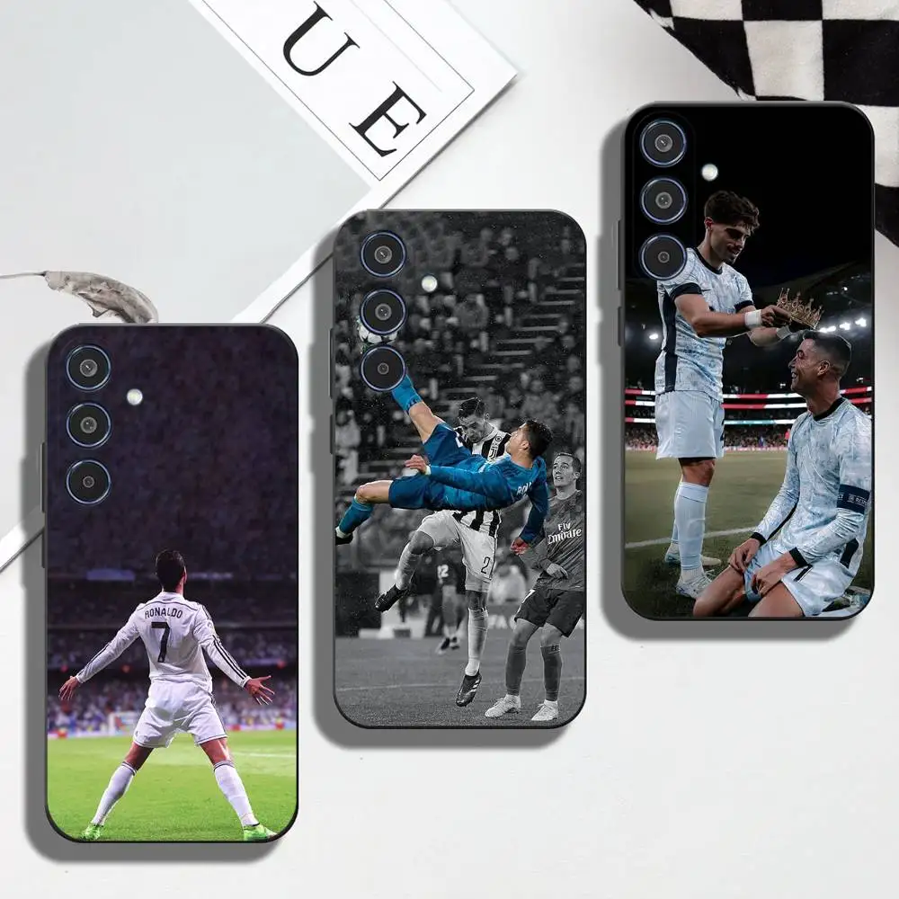 

R-Ronaldo Cool CR7 football Phone Case For Samsung Galaxy A12 13 Note 10Pro 20Ultra A20 21 30 31 40 41 A71 72,Soft Black Cover