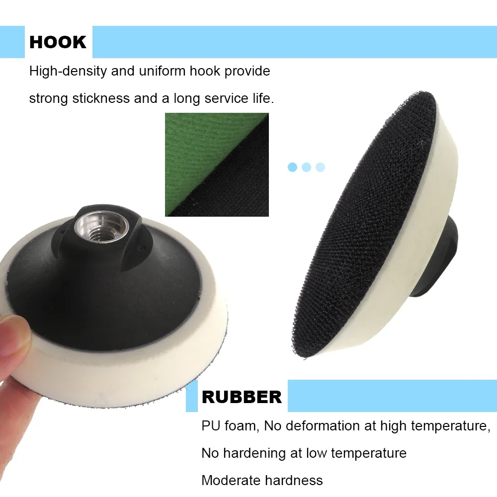 4/5/6 Polegada almofada de apoio de gancho e laço rotativo 1 peça com almofada de polimento de rosca m10/m14 para lixar e polimento de metal