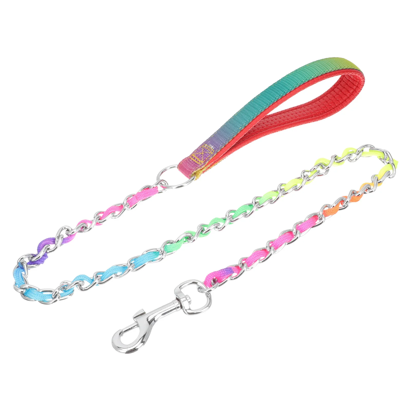 

Colorful Metal Dog Leash Wide Hand Chain Wear-Resistant Outdoor Puppy Leash Portable Walking Chain Dog Supplies