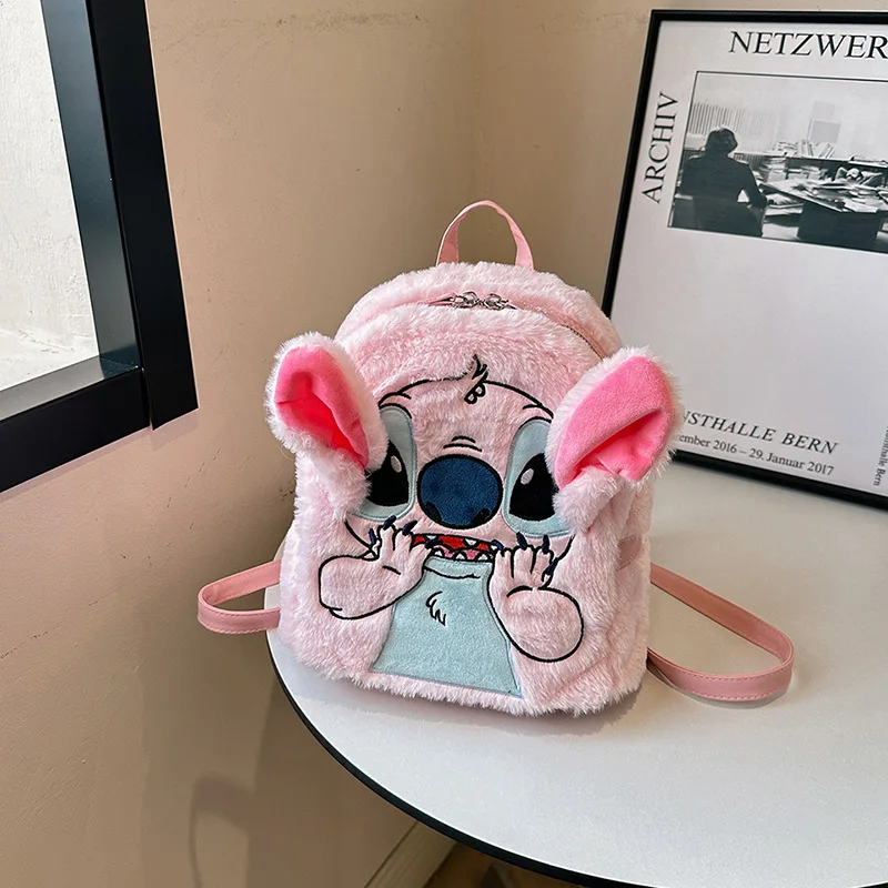 Disney-Mochila De felpa de Ángel para niños, mochilas escolares de dibujos animados, Stitch, Kawaii, Anime, regalos de cumpleaños