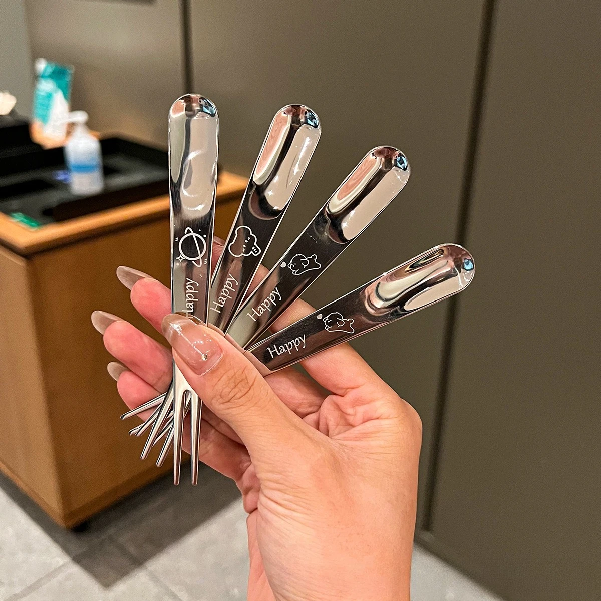 

316L Stainless Steel Kids Fruit Forks Food Grade Mini Dessert Spoon Set for Cake Snacks Travel Forks