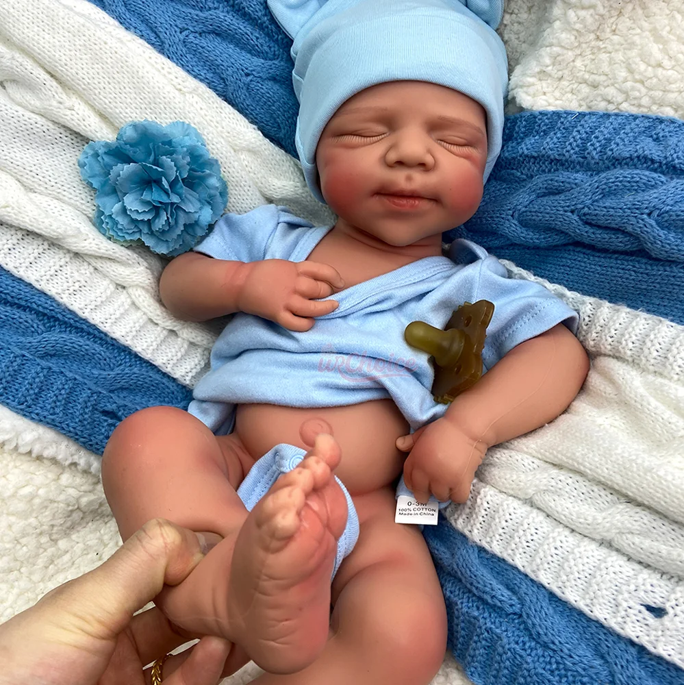 20-calowa lalka Reborn do spania, Pascale, w całości wykonana z silikonu, obciążona, miękka, noworodek dziewczynka/chłopiec dla artystów z widoczną teksturą skóry.