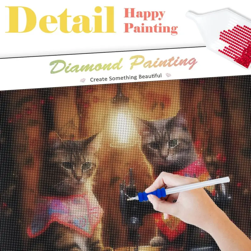 CHENISTORY 5D Diamond Painting Cats and Sewing Machines Full Square Rhinestone Diamond Embroidery Mosaic Cross Stitch Home Decor