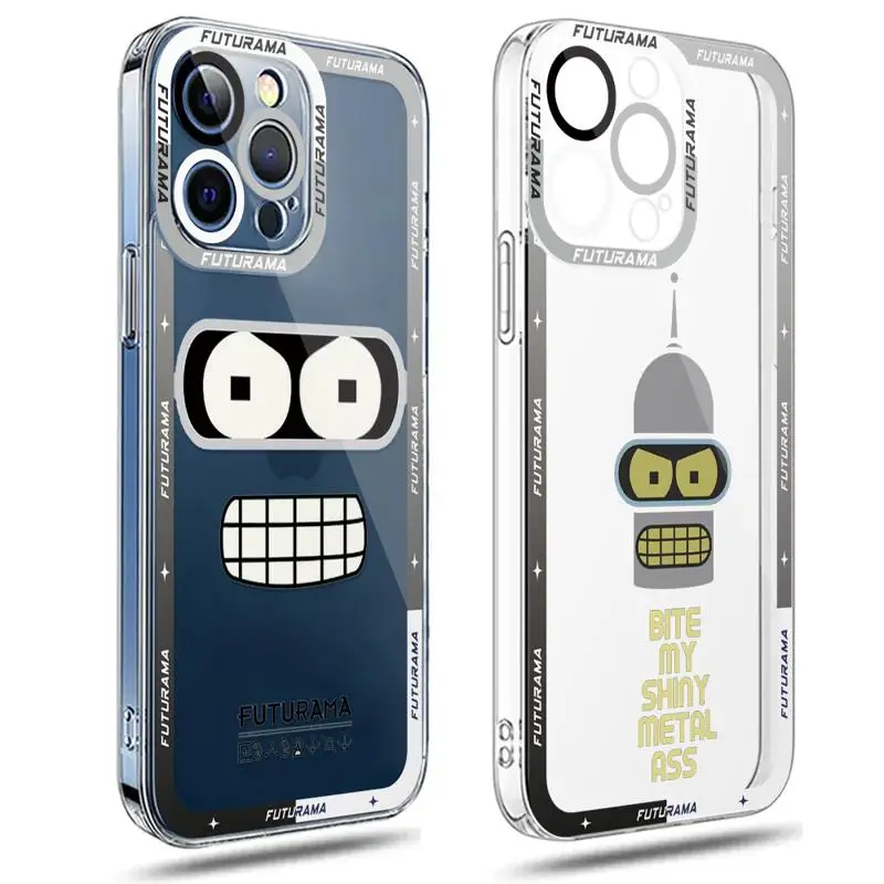 Cute Futurama Bender Art Clear Phone Case For Apple iPhone 15 14 13 12 11 Pro Max 13 12 Mini XS Max XR X 7 8 6 6S Plus Cover