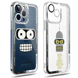 Cute Futurama Bender Art Clear Phone Case For Apple iPhone 15 14 13 12 11 Pro Max 13 12 Mini XS Max XR X 7 8 6 6S Plus Cover