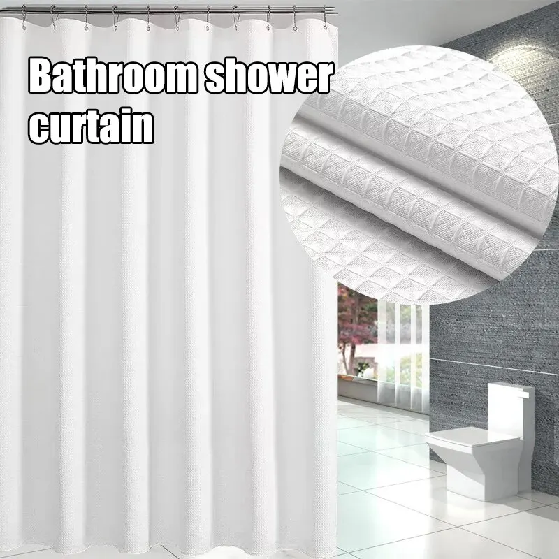 

1 шт., однотонная толстостенная занавеска для ванны с пузырьками для ванной комнаты отеля, водонепроницаемая, подходит для ванных комнат без отверстий, просверленная