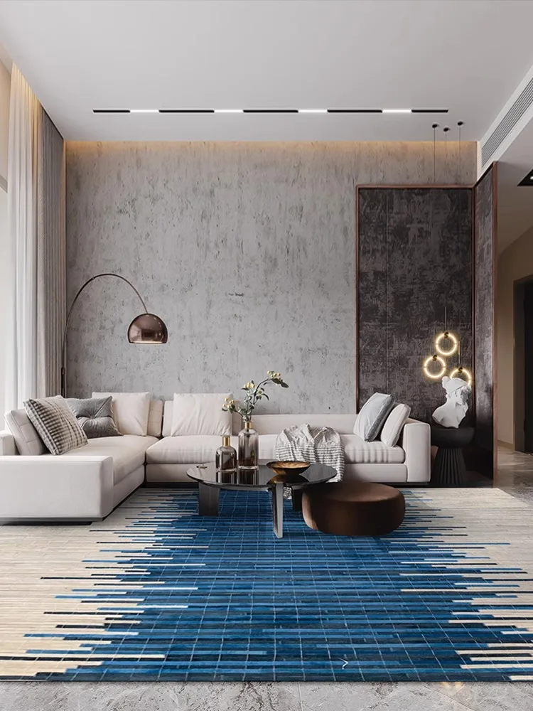 Blue Luxury Cow Skin Handmade Stitching Carpet Living Room Genuine Natural Cowhide Tea Table Mat Bedroom Bedside Cow Hide Rug