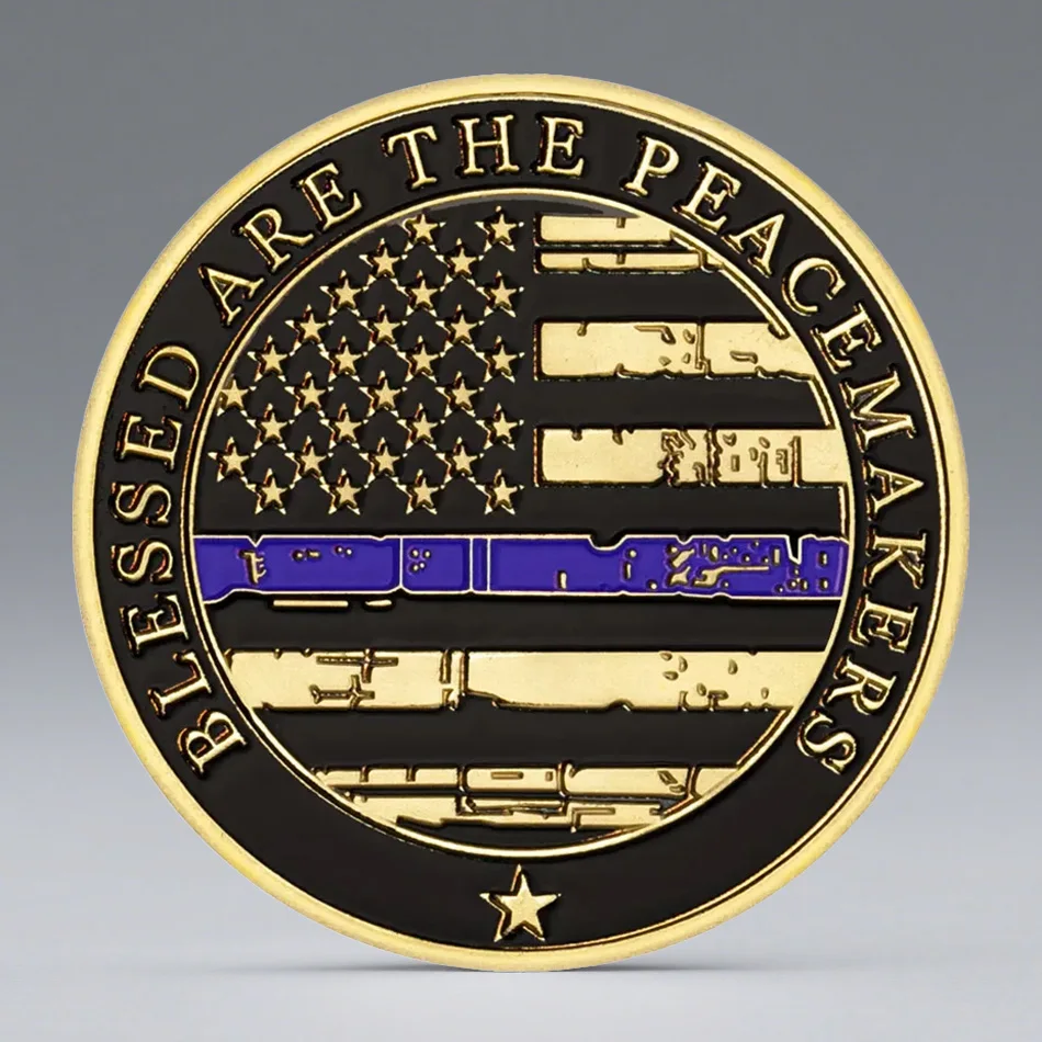 Blue Flag Commemorative Coin Military Challenge Coins Patron Saint Michael Creative Badge Collection Veteran Medal