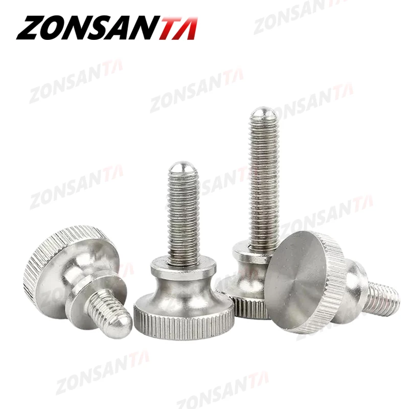 304 Stainless Steel Thumb Curtain Wall Glass Lock Screw M2 M3 M4 M5 M6 M8 M10 Knurled Step High Head Hand Tighten Adjust Bolt