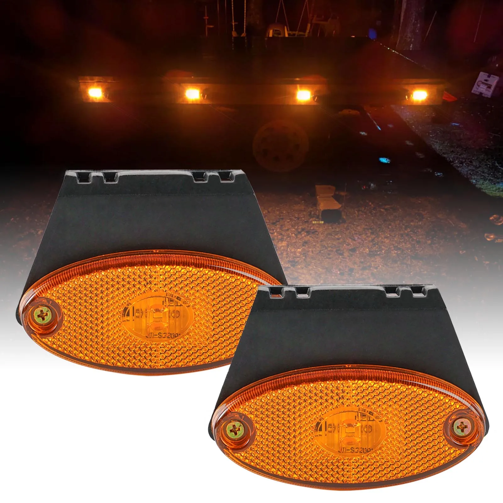 E-Mark Side Marker Lights Indicator Blinker Warning Position Lamp 12V-24V Oval Truck Lorry Trailer Bus Caravan Camper Tractor 2X