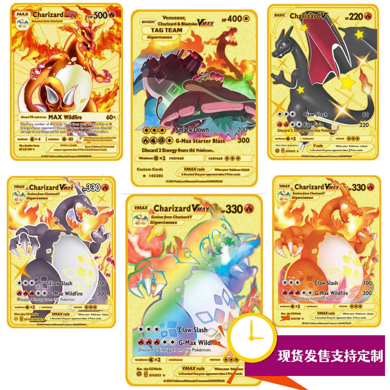 

Gold Foil Anime Themed Pokemon Trading Cards Uv Printed Stainless Steel Customizable For Tabletop Card Game Collection