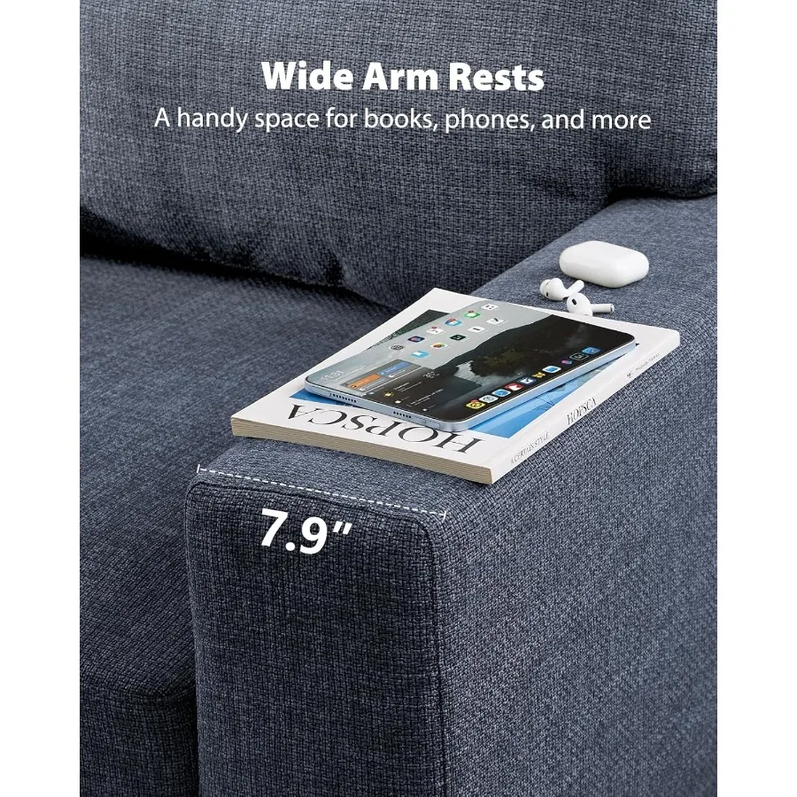 65. Современный двухместный диван для гостиной с глубокими сиденьями и широкими подлокотниками. Удобный диван с прочным каркасом и EasytoCl.