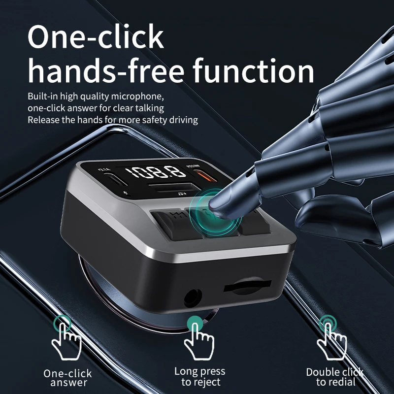سيارة بلوتوث FM الارسال سيارة كيت مشغل MP3 حر اليدين استقبال الصوت PD 30W شحن سريع #4