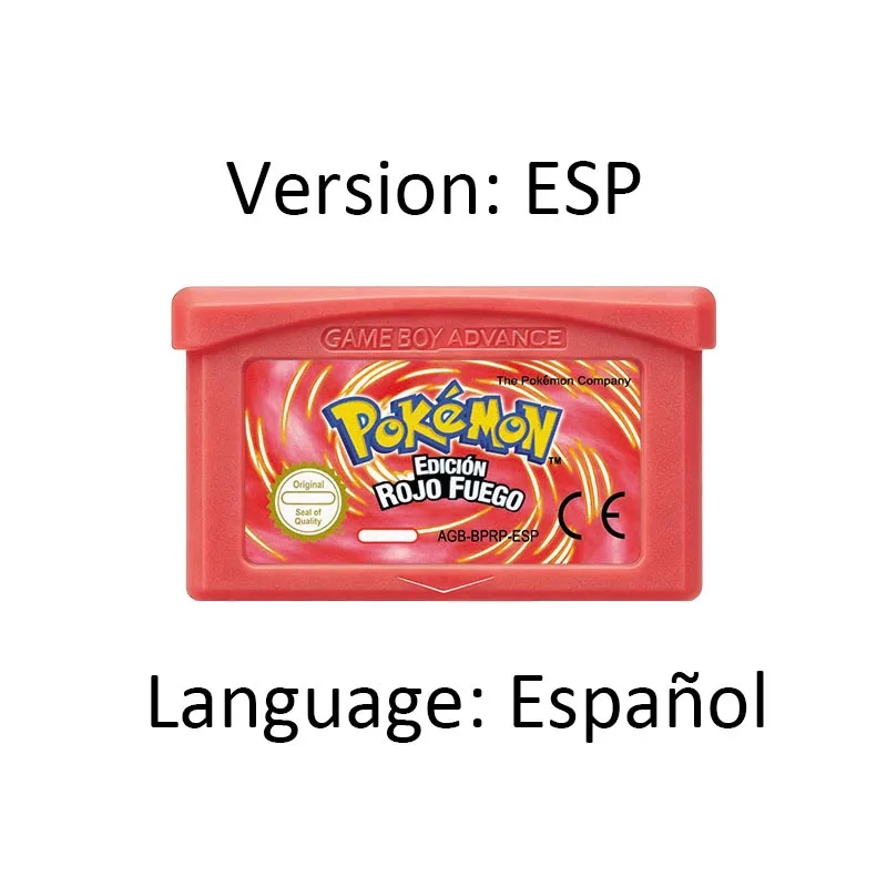 Pokemon Series GBA Game Cartridge Fire Red Leaf Green Emerald Ruby Sapphire USA ESP Version for GBA SP NDS Spanish
