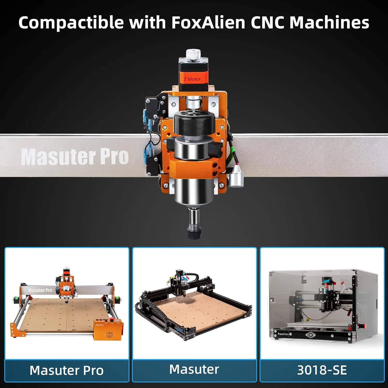 CNC Upgrade Kit 300W DC Spindle Milling Motor for Masuter, Masuter Pro, 3018-SE V2 CNC Router Engraving Machine