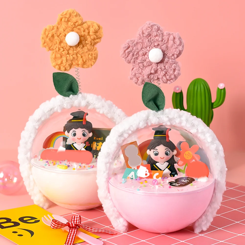 ของตกแต่งเค้กขนาดเล็กทำจากดินโพลิเมอร์ 2 ชิ้น ของตกแต่งโต๊ะทำงานสุดสร้างสรรค์ อุปกรณ์ประกอบฉากถ่ายภาพขนมหวานสำหรับงานปาร์ตี้