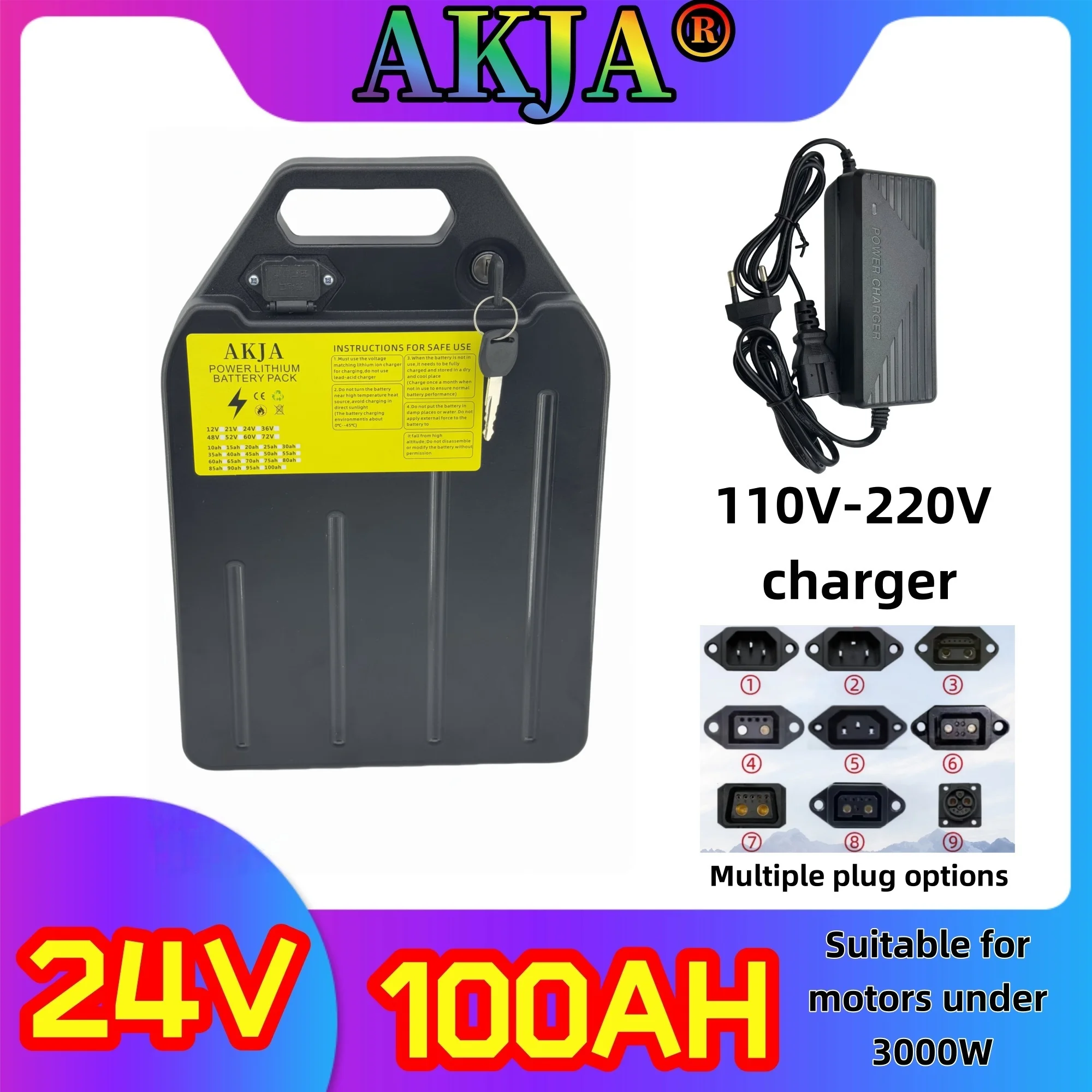 

Air fast transportation 24V100AH 18650 lithium battery Lithium battery pack Suitable for motors below 250-3000W