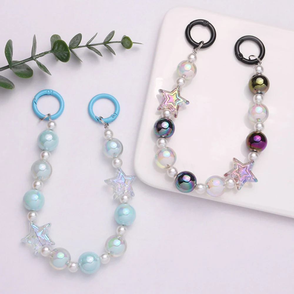 Funkelnde Stern Perle Schlüssel anhänger süße Farbe Handgelenk hängende Kette niedlichen Rucksack Ornamente Anhänger Telefon Schmuck Geschenk Tasche Zubehör