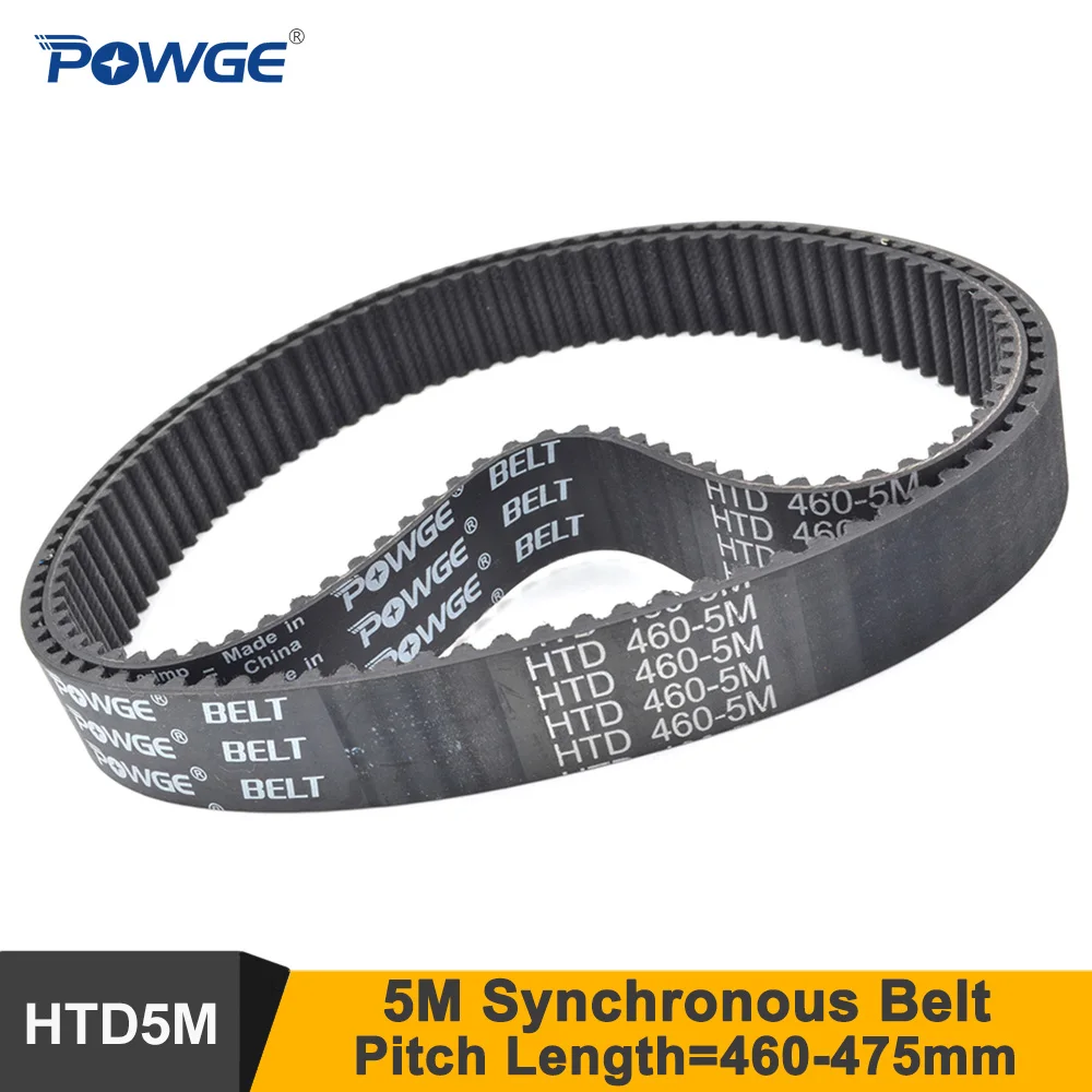 

POWGE 460/465/470/475 5M Synchronous Belt Teeth=92/93/94/95 Width=12/15/20 HTD5M Closed-Loop Timing Belt Pulley 460-5M 475-5M
